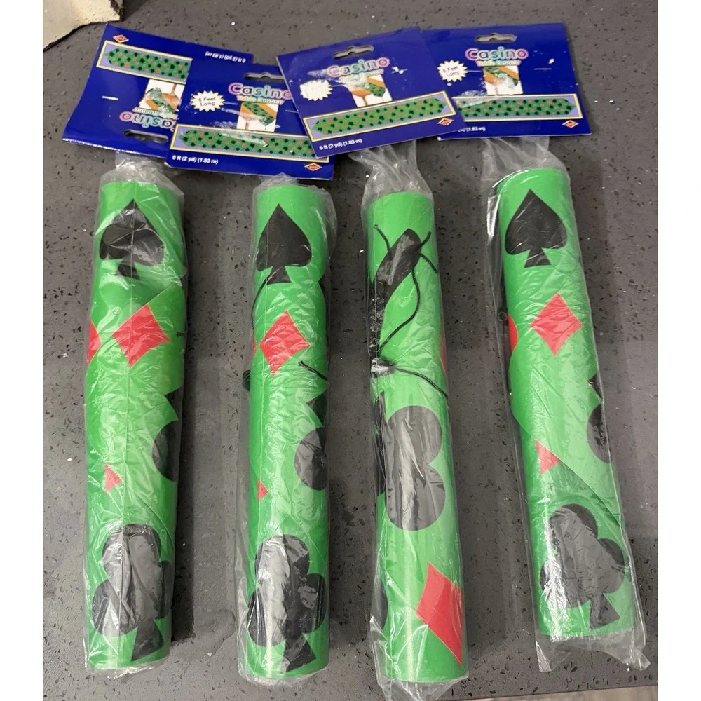 Vtg New Old Stock Casino Party Table Runner Set Of 4 Decor